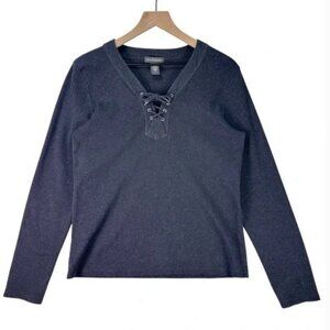 Banana Republic Grey Lace Up Corsette Sweater Long Sleeve XL
